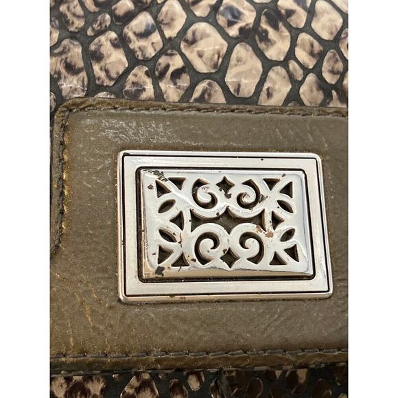 BRIGHTON, LARGE METALIC ANIMAL PRINT SHOULDER BAG WITH CHARM - Picture 6 of 16